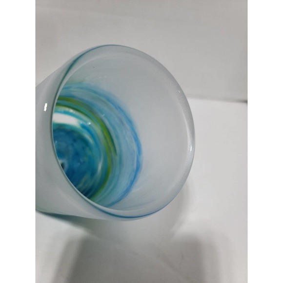 Teign Valley Glass Studios Sea Spray Wine Glass Set New Hard to Find Hand made - Picture 5 of 14